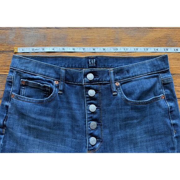 GAP Denim 'True Skinny' Buttonfly Fringe Hem Jeans Women sz 30 - Picture 8 of 12